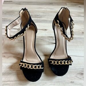 Black/Gold Chained Heels